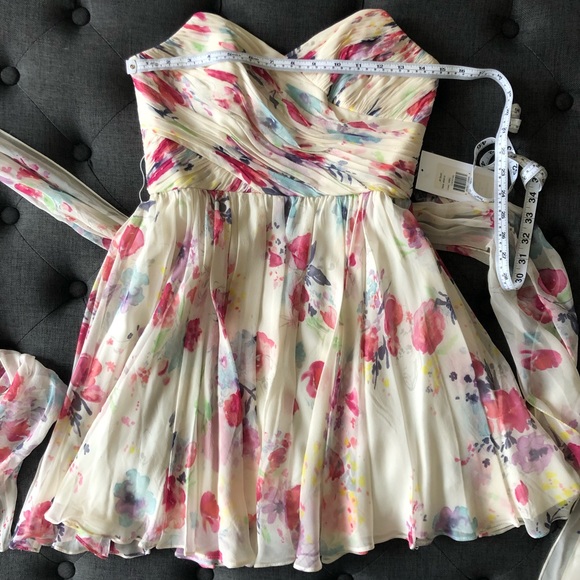 NWT Jill Stuart Silk Floral Cocktail Dress with Tie Waist and Removable … - Picture 14 of 16